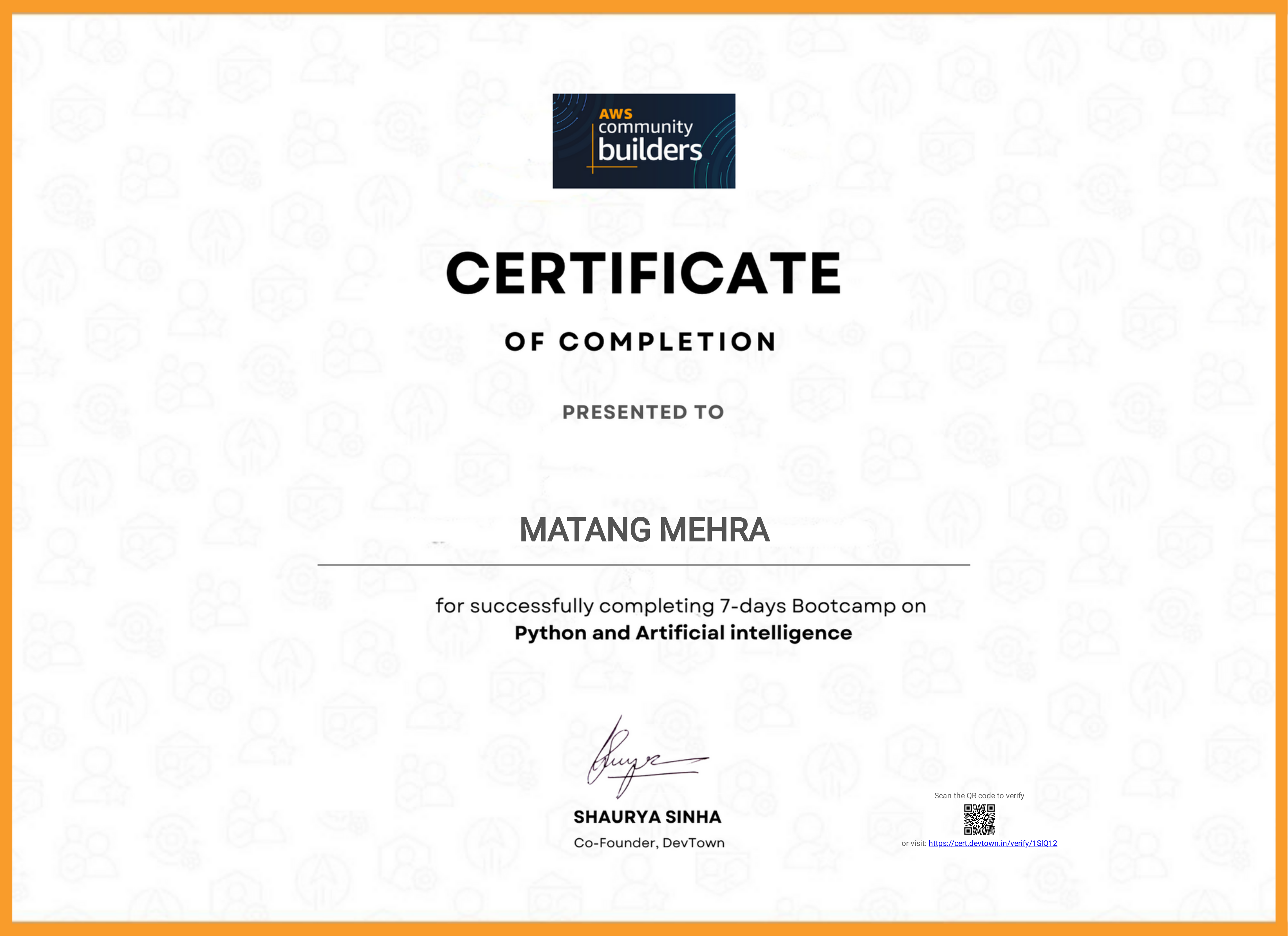 PythonAIML Certificate of completion